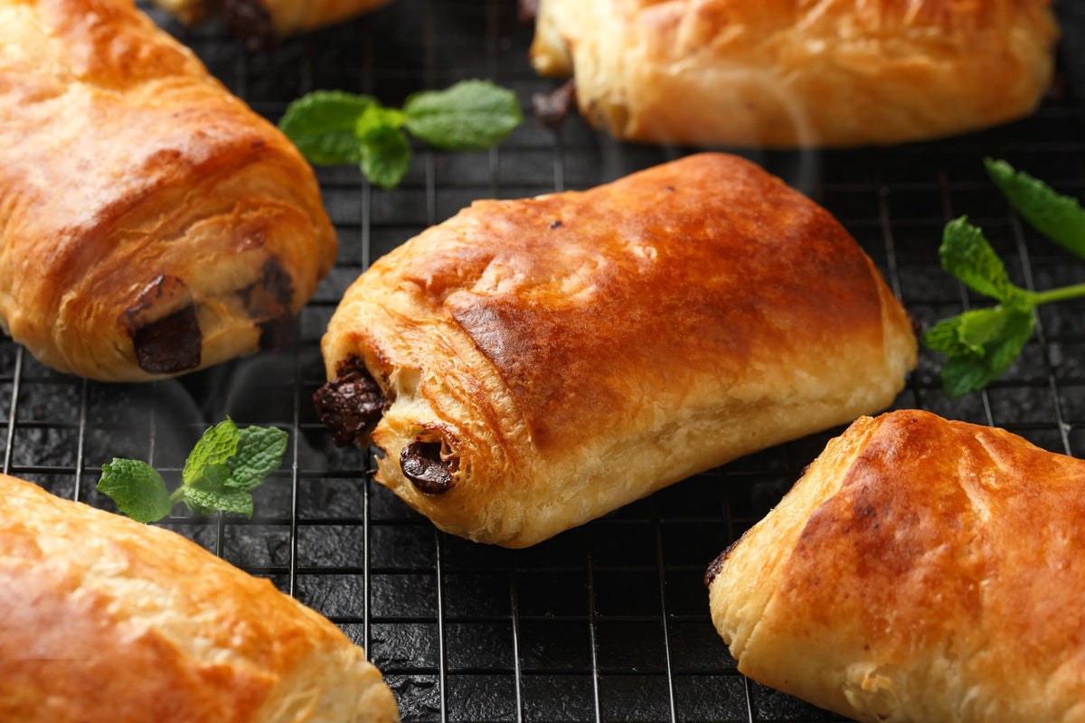 Pain au chocolat bread and butter pudding fresh from oven in Singapore home