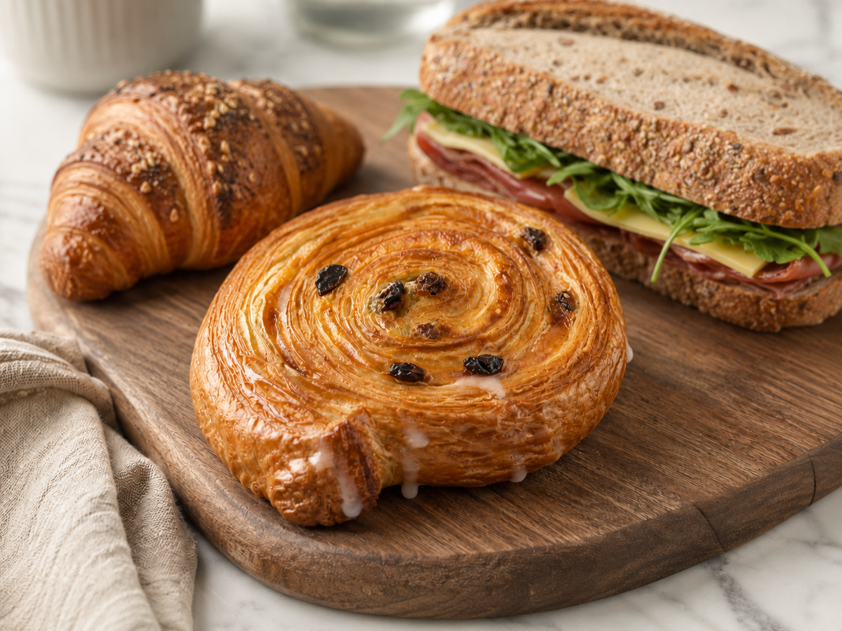 
Cinnamon bun on a brunch board illustrating bakery consumption moments in Singapore cafés.