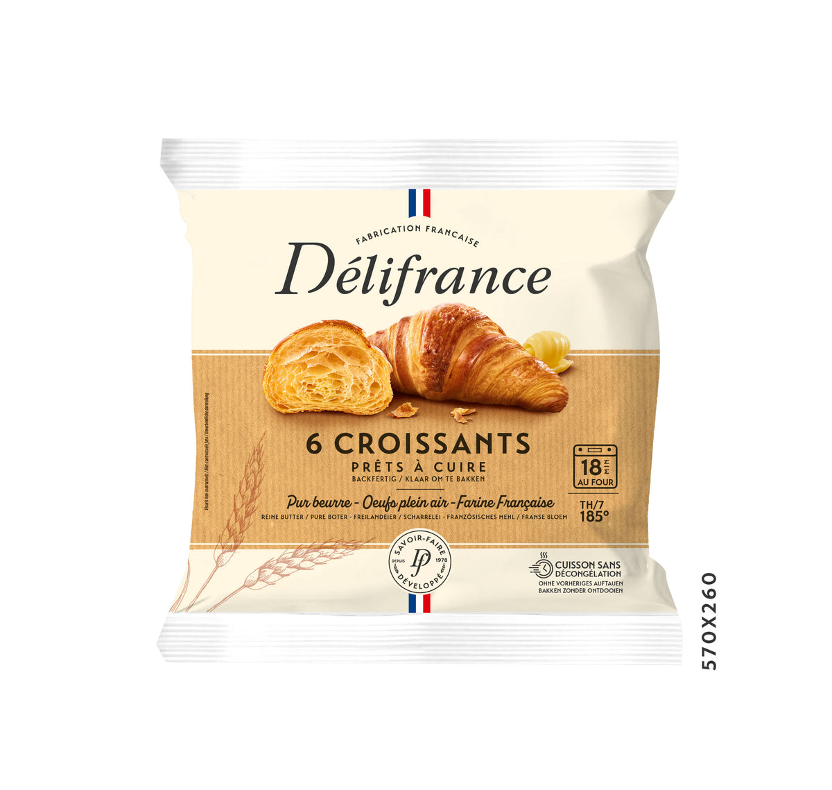 Croissant Singapore Délifrance 6 butter croissants frozen ready to bake made in France