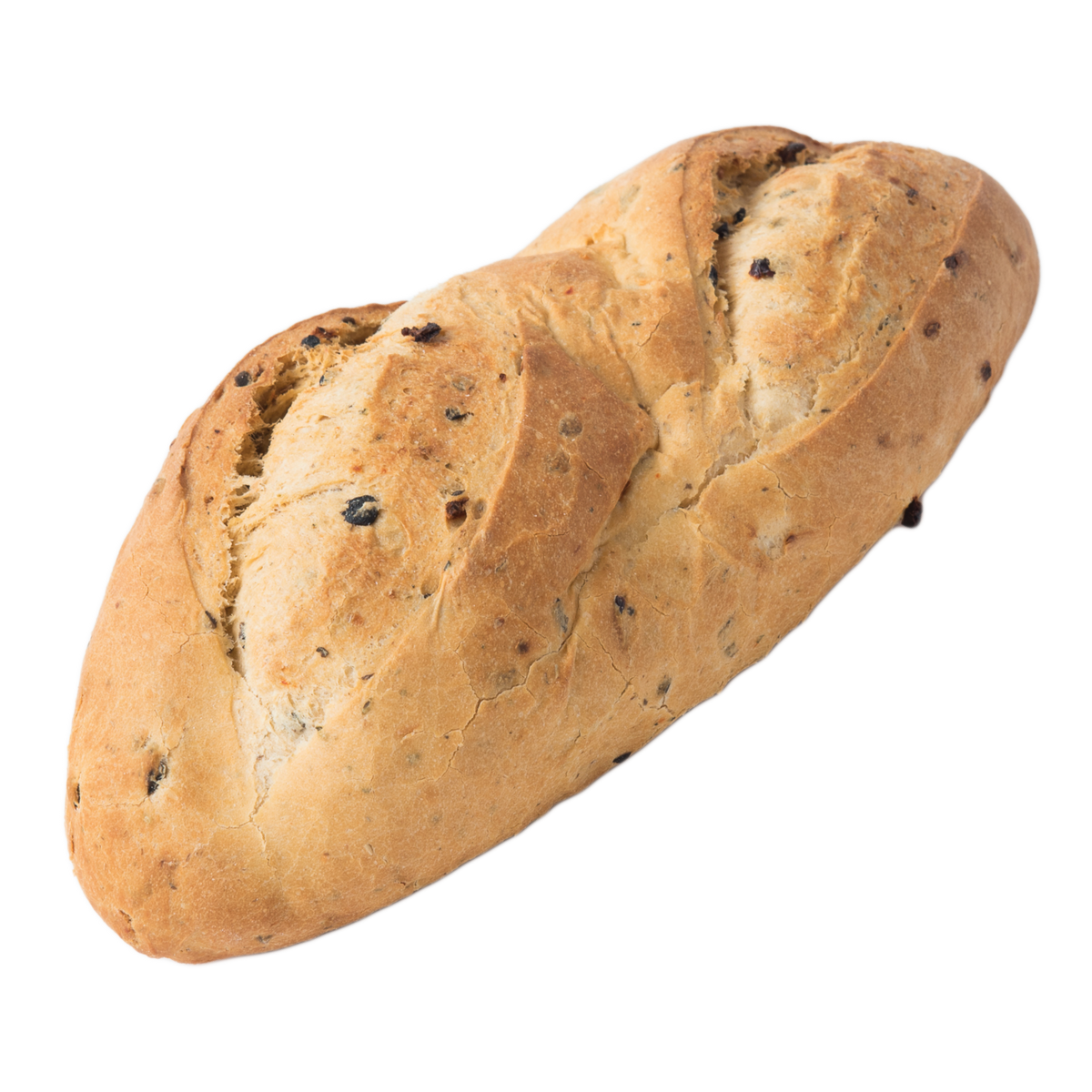 Délifrance Black Olive Bread 320g — artisan part-baked loaf with black olives, golden crust, and soft aromatic crumb.