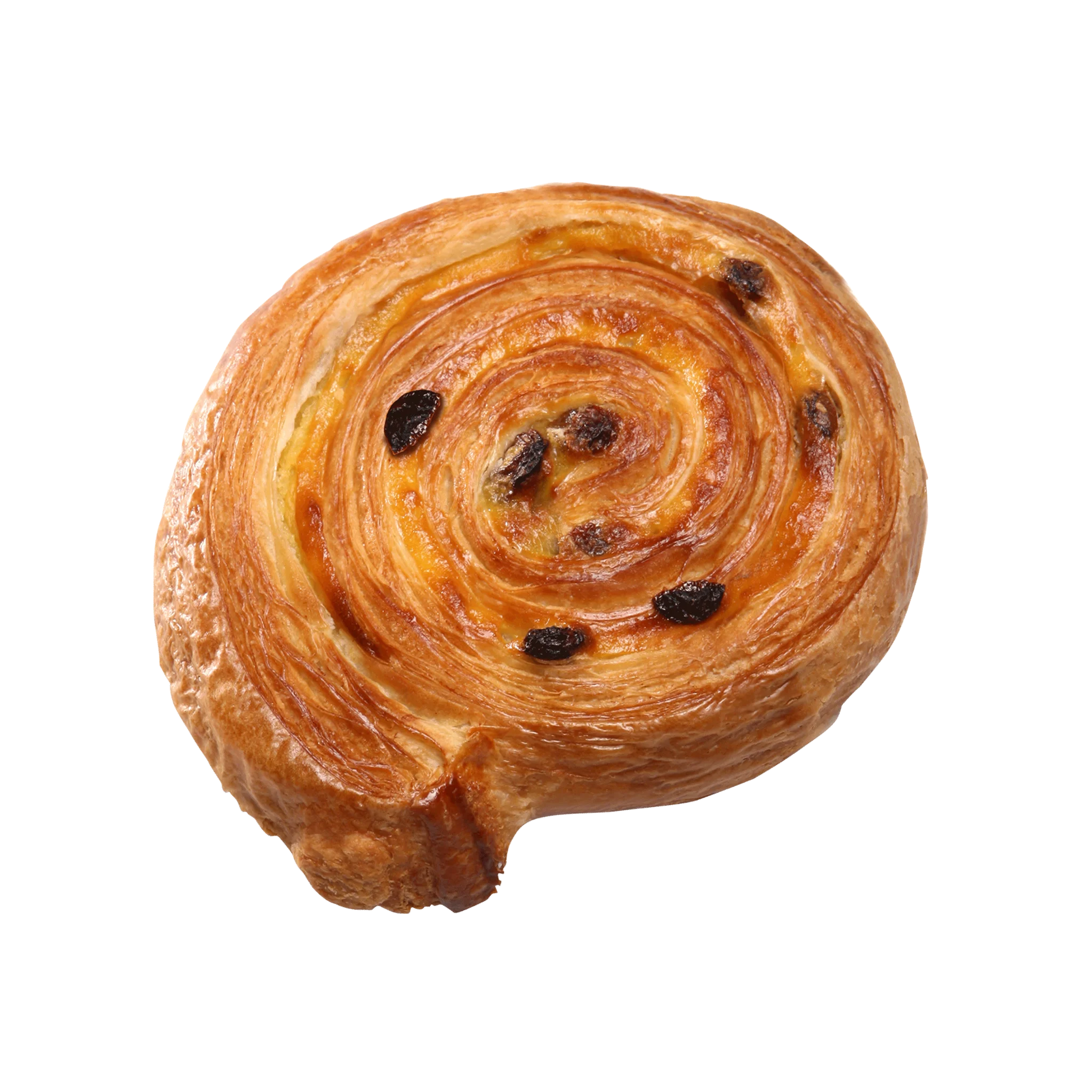 Délifrance Heritage mini sultana croissant with butter pastry, cream filling, and raisins, ready to bake