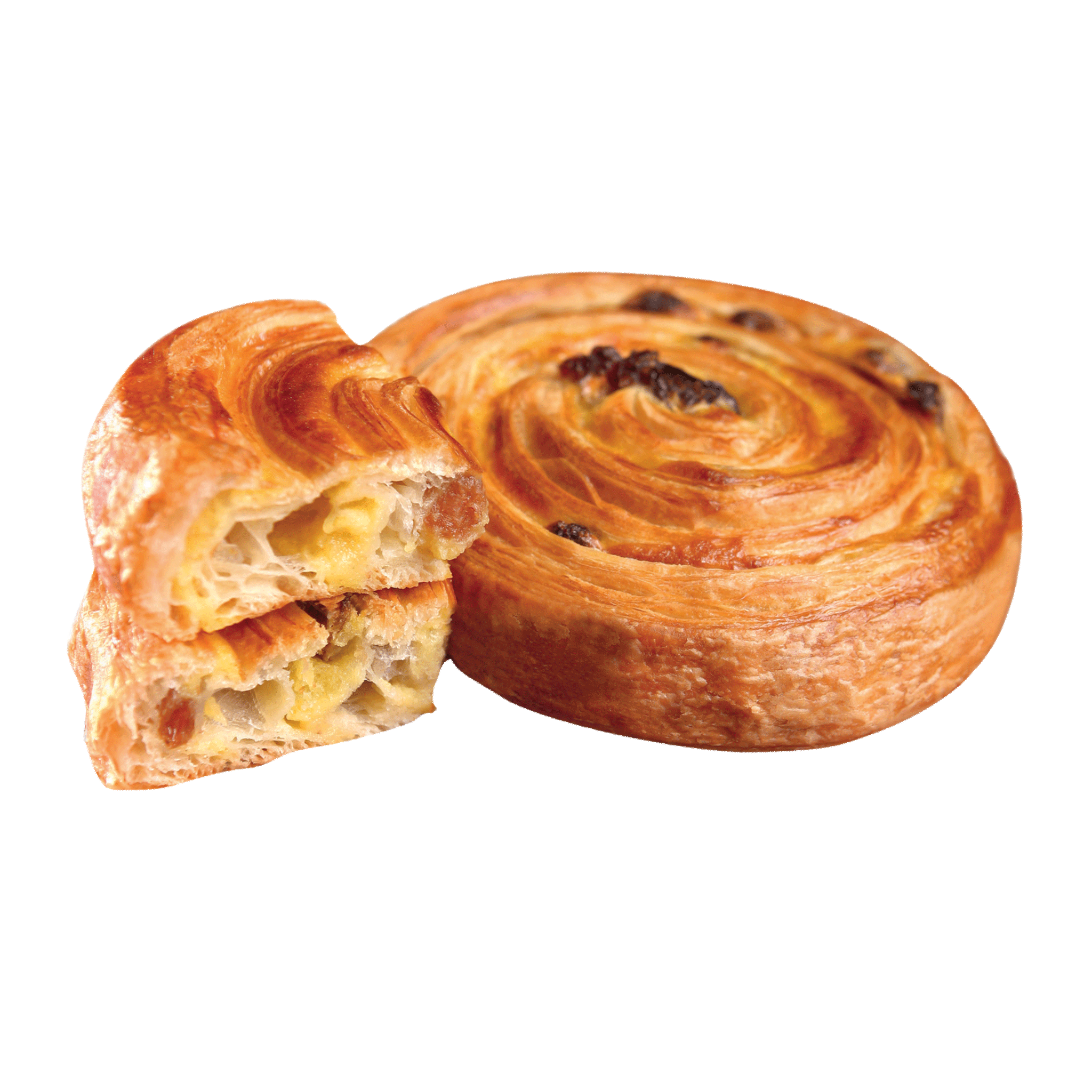 Heritage Sultana Croissant with crème pâtissière and sultanas, ready-to-bake butter pastry