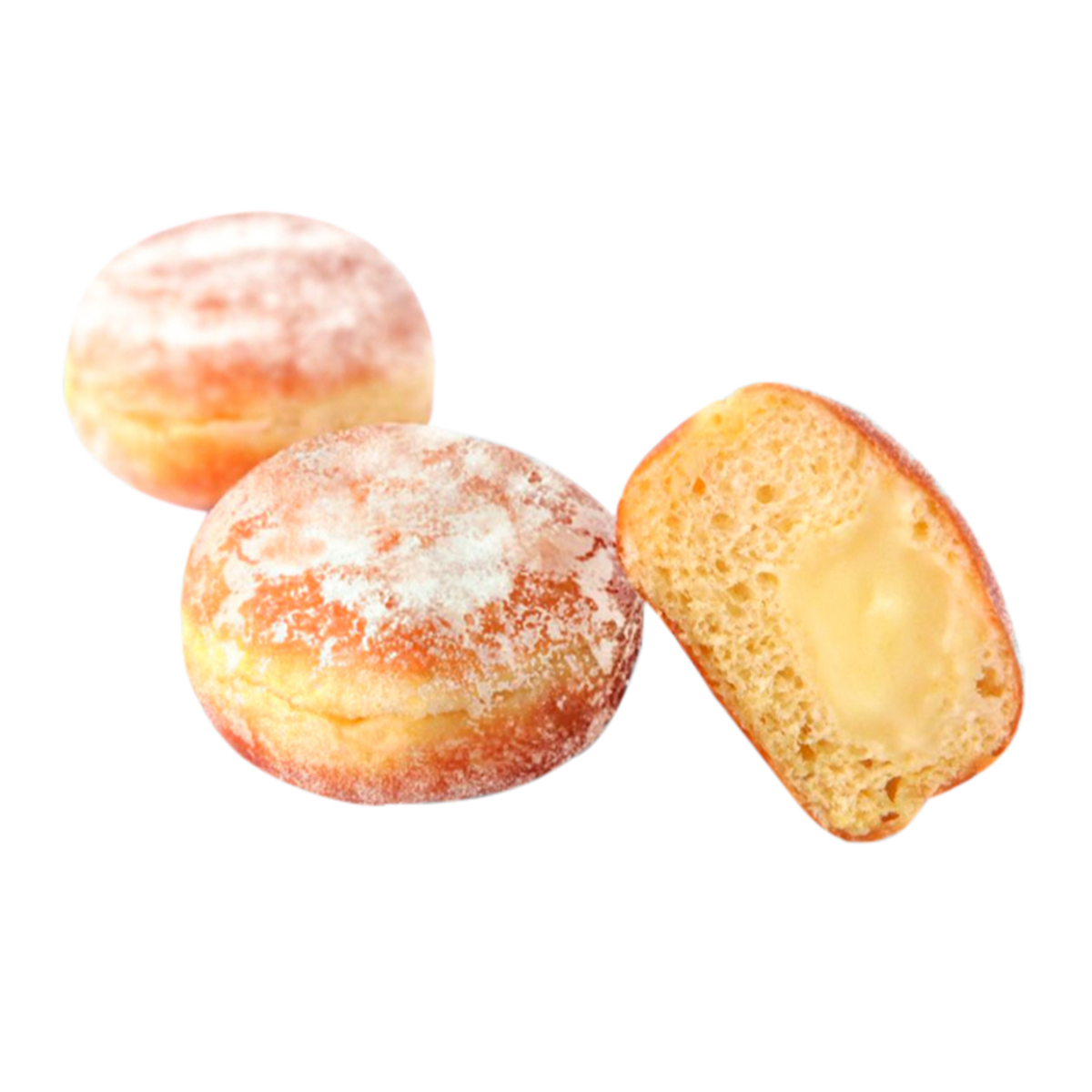 Délifrance Mini Beignet Crème 25g custard-filled doughnut with sugar topping, ready-to-use frozen pastry