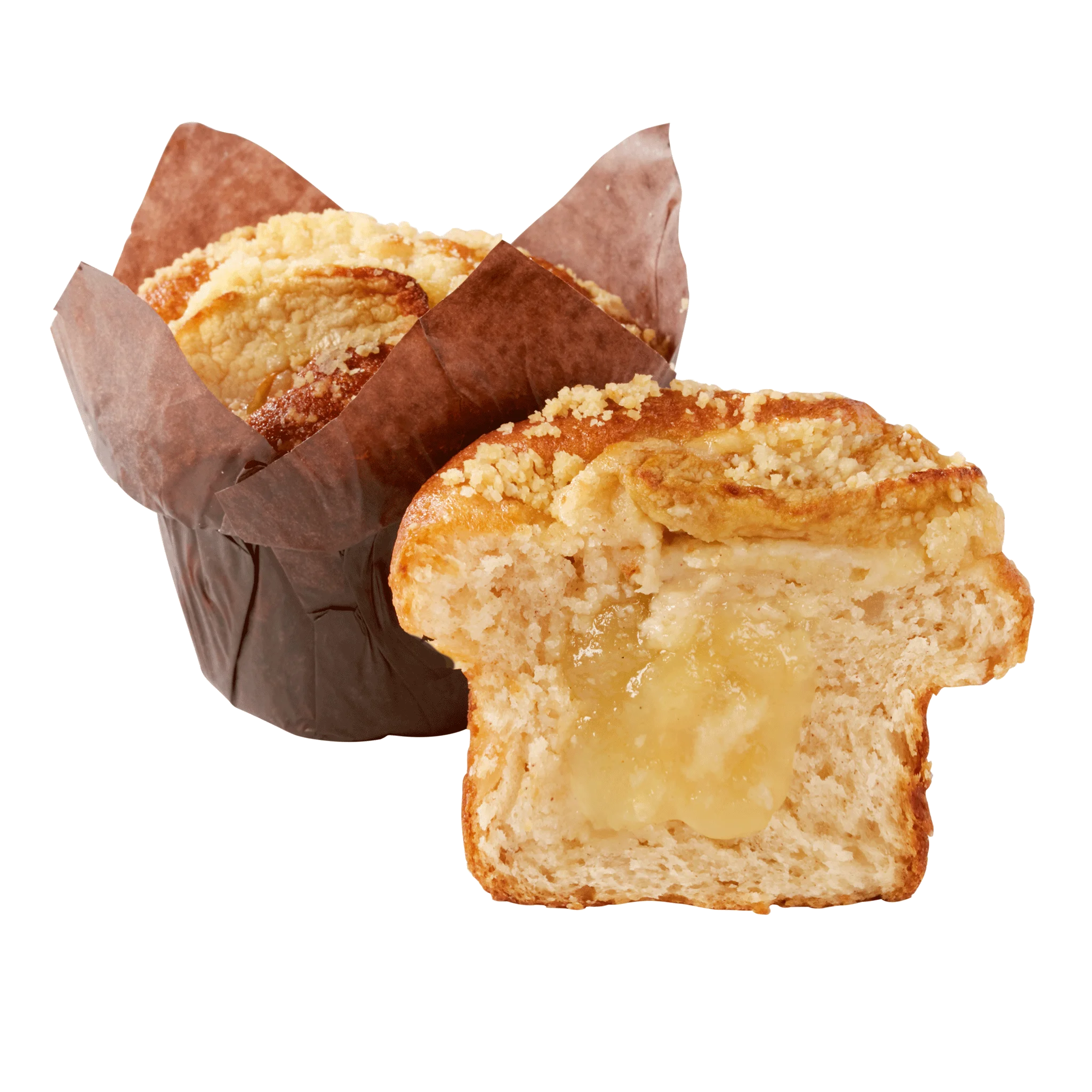 Délifrance Singapore apple and cinnamon filled muffin with soft crumb and warm gooey fruit filling inside