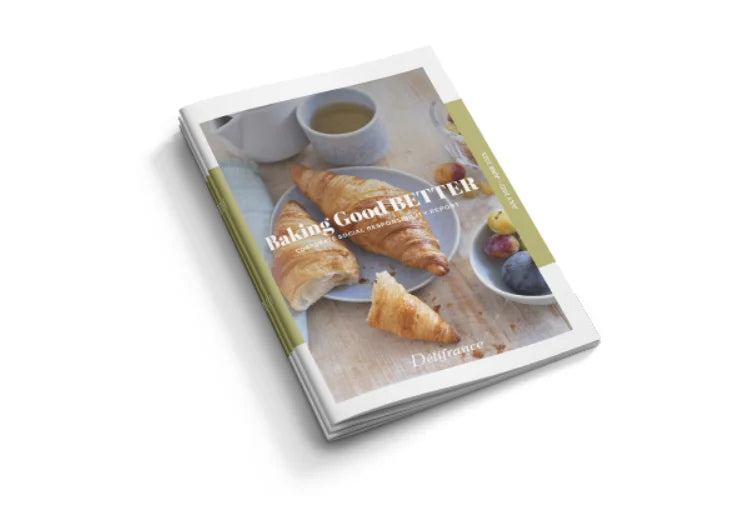 Delifrance Singapore Wholesale CSR report Baking Good Better featuring croissants and sustainability initiative brochure