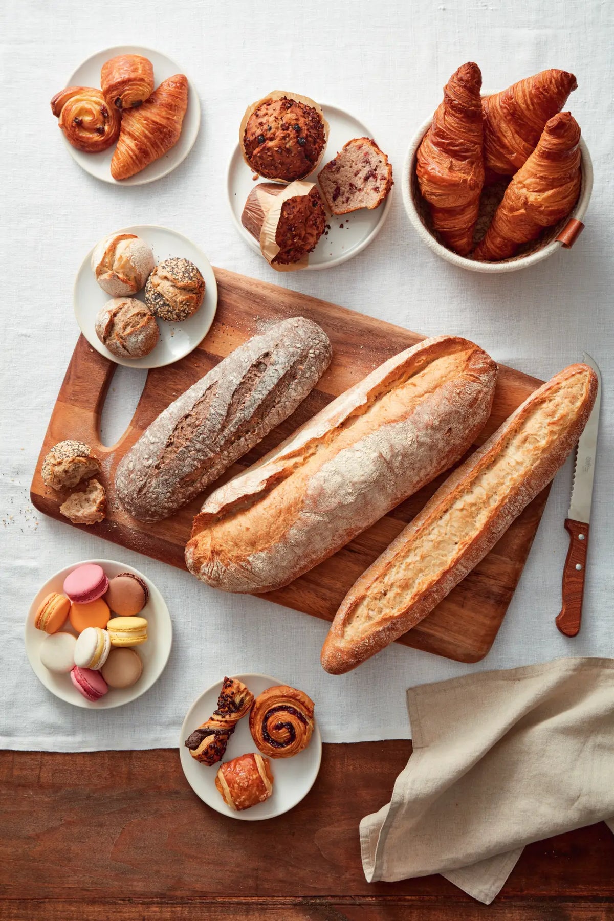 Assorted baked goods arranged for hotel use, displayed as part of Delifrance Singapore Wholesale offerings.