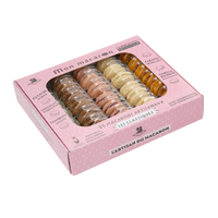 Delifrance Singapore Wholesale mini macarons Sweet Classiques box with 35 assorted French macarons in 5 flavours, pink retail packaging