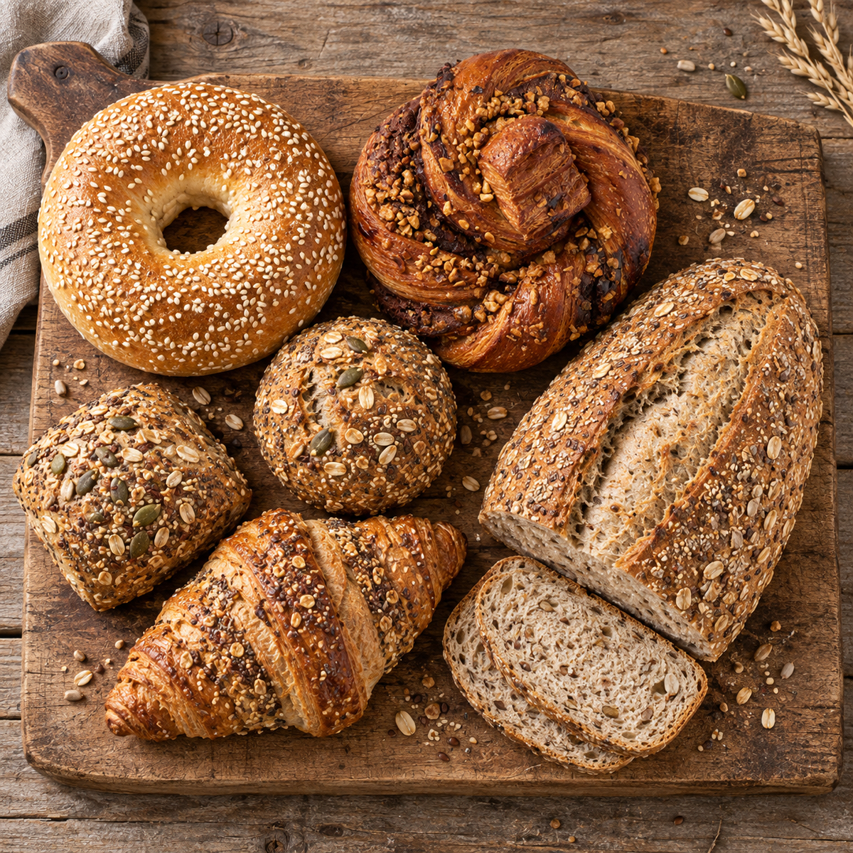 Seeded bread and pastry trends supporting plated food images