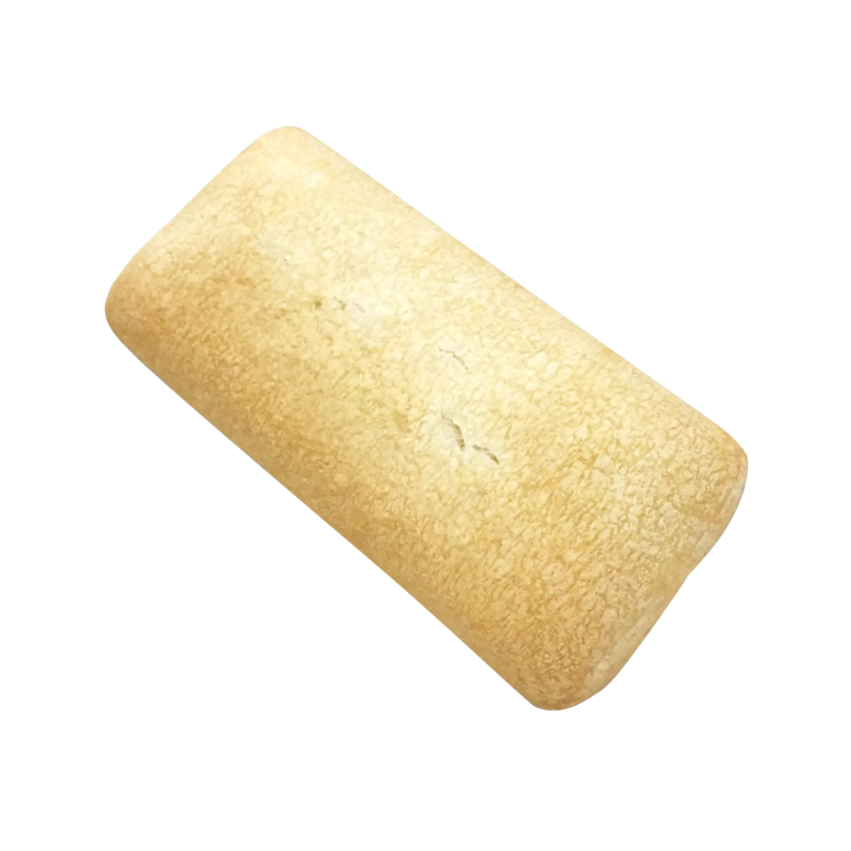 Ciabatta bread loaf with golden crust isolated on black background