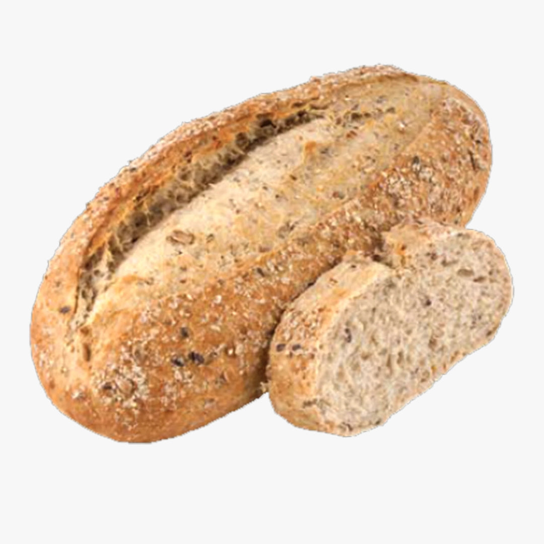 Délifrance Multigrain Bread 350g sliced on a wooden board showing the rustic crust and wholesome multigrain crumb for Singapore café service.